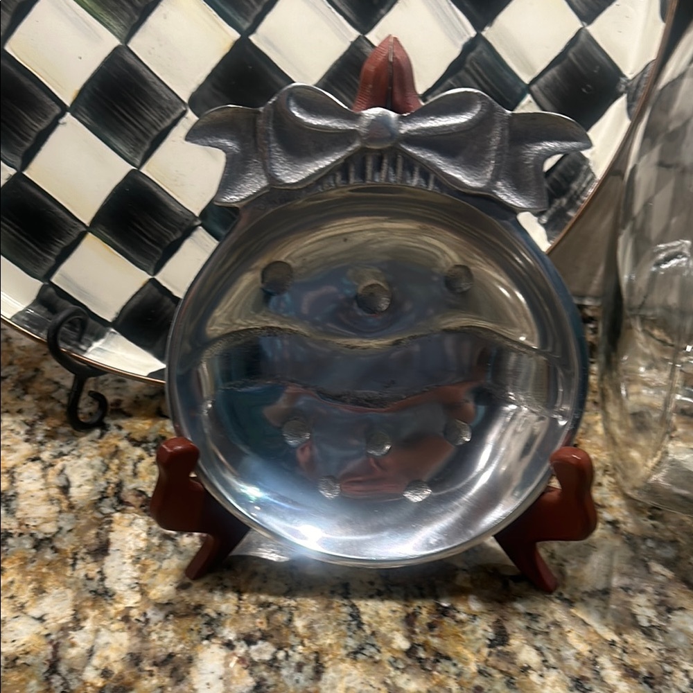 Pewter Bow Ornament Dish.